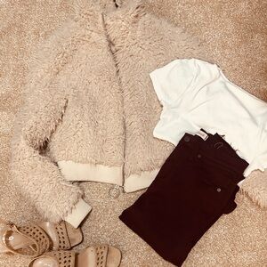 Cream Fuzzy Jacket